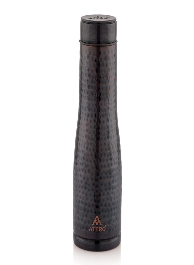 ATTRO Eiffel Vintage Hammered Finish 1000ml Copper Water Bottle Leak Proof, Joint Less Ayurveda and Yoga Health Benefits - Brown - Image 1